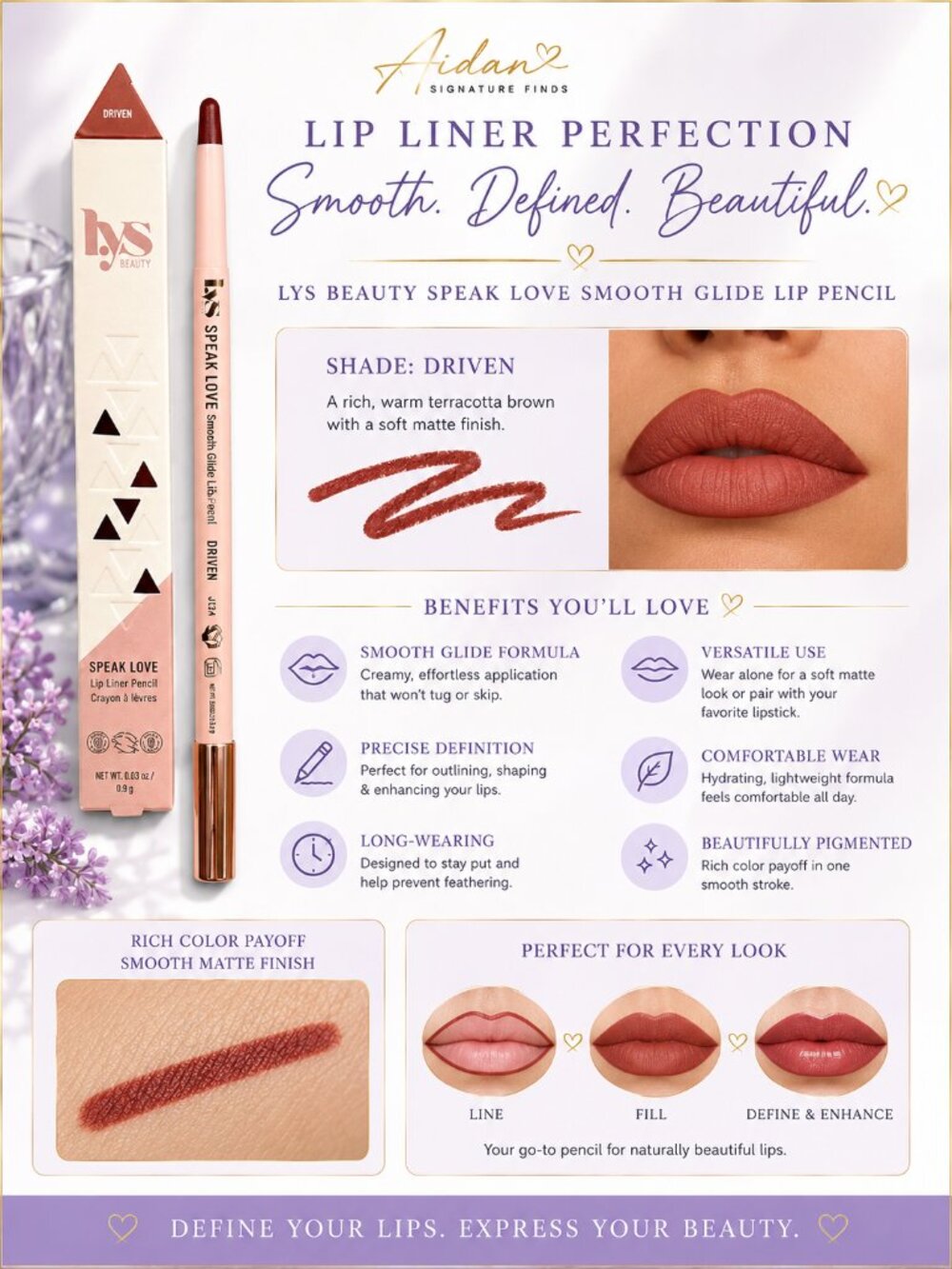 LYS Beauty Speak Love Lip Liner Driven + Butterfly Ice Mold Beauty Bundle NIB - Picture 2 of 3